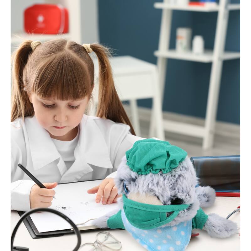 DolliBu Sea Lion Doctor Plush Toy with Cute Scrub Uniform & Cap Outfit - 8 inches