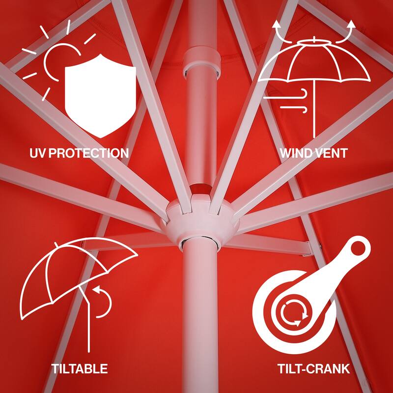 9ft Fringe Patio Umbrella Auto-Tilt, Crank, by JONATHAN Y