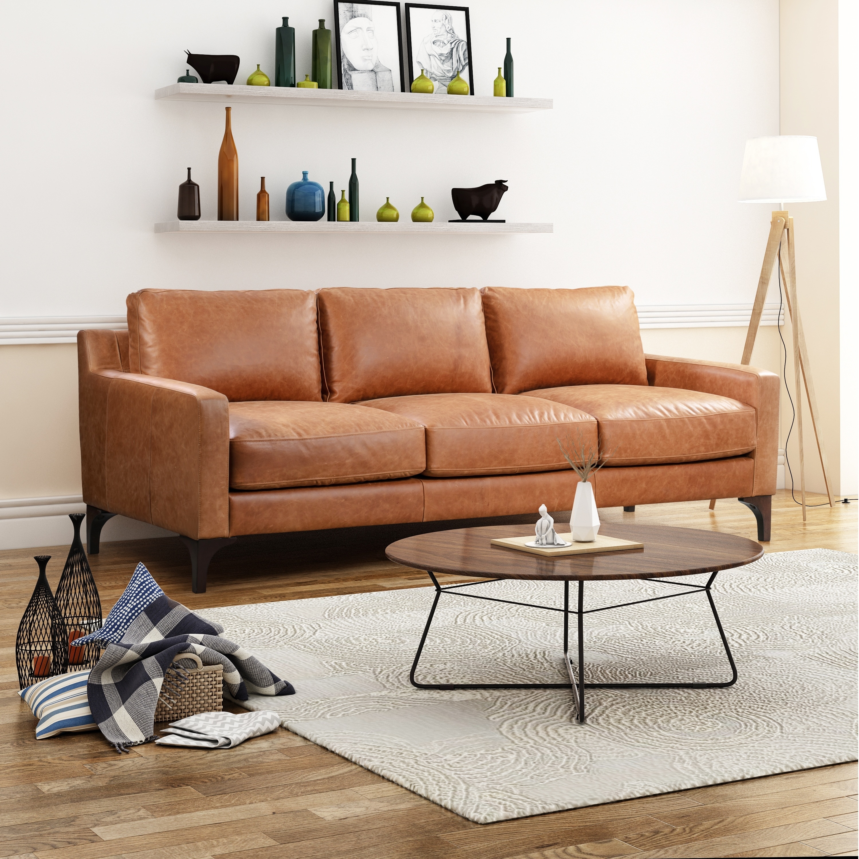 Poly & Bark 86" Sorrento Sofa - Full Grain Genuine Italian Leather