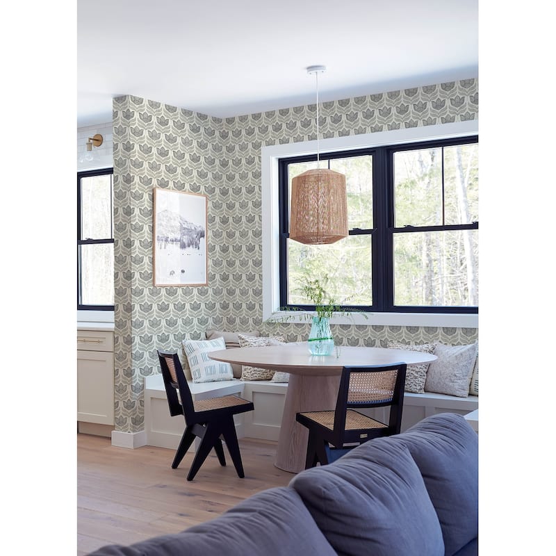 Chesapeake Cathal Charcoal Tulip Block Print Wallpaper