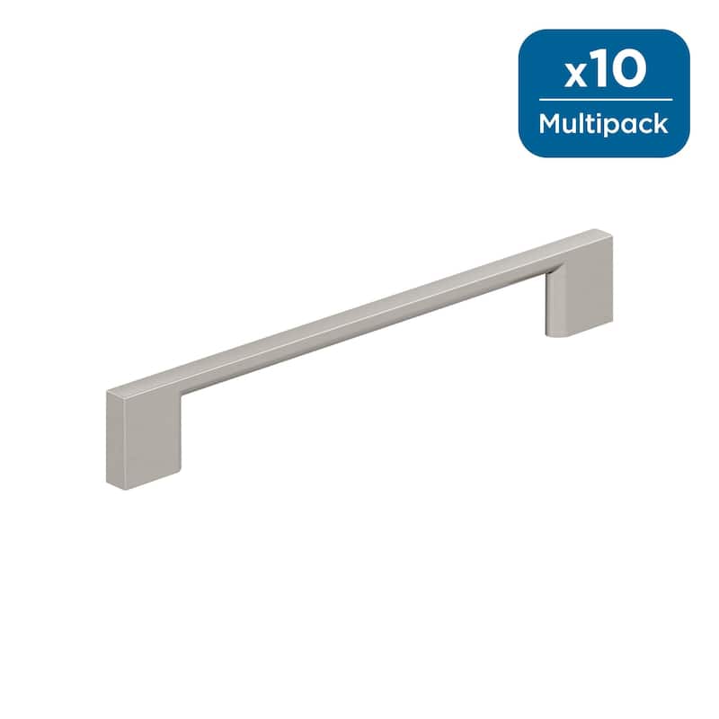 Amerock Cityscape Cabinet or Furniture Pull - 6-5/16 inch (160mm) Center-to-Center - Satin Nickel