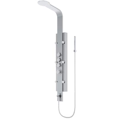 VIGO Mateo 60" H x 7" W 6-Jet Shower Panel with Fixed Rainhead in Stainless Steel