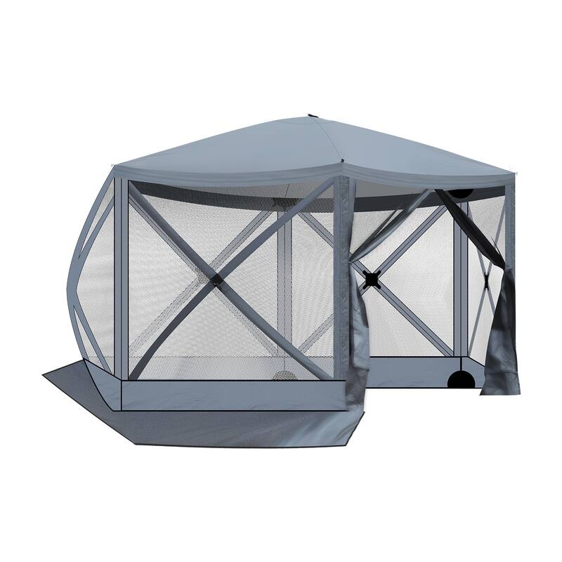 Outdoor Pop Up Camping Gazebo UV and Waterproof Canopy with Mesh Sidewalls for Backyard Patio and Family Gatherings