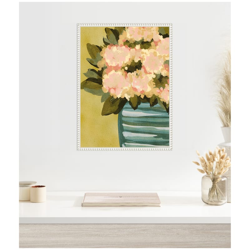 Kate and Laurel Sylvie Blush Blossoms Framed Canvas by Nikita Jariwala