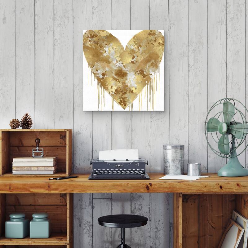 Big Hearted Gold and White by Lindsay Rodgers Canvas Art Print