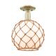 Option Antique Brass / White Glass with Brown Rope