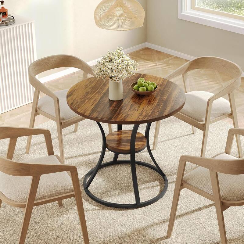 31.5" Small Round Dining Table, Simple Circular Kitchen Work Table