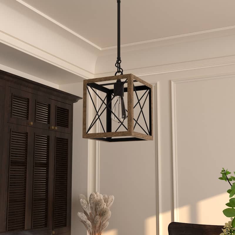 Kiro 1-light Modern Farmhouse Rectangle Pendant Light with UL Certified
