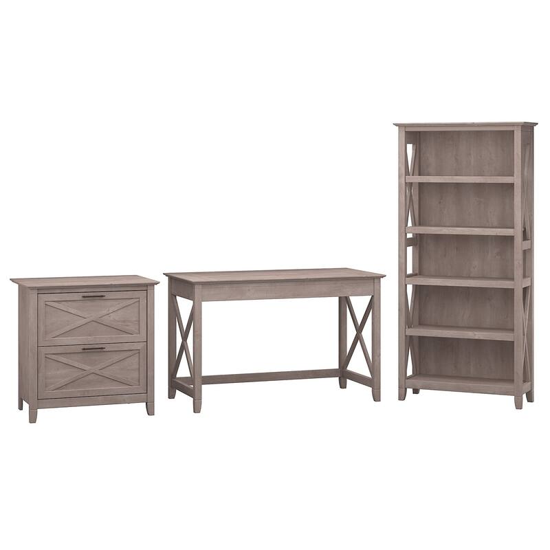 Key West 48W Writing Desk with Cabinet and Bookcase by Bush Furniture