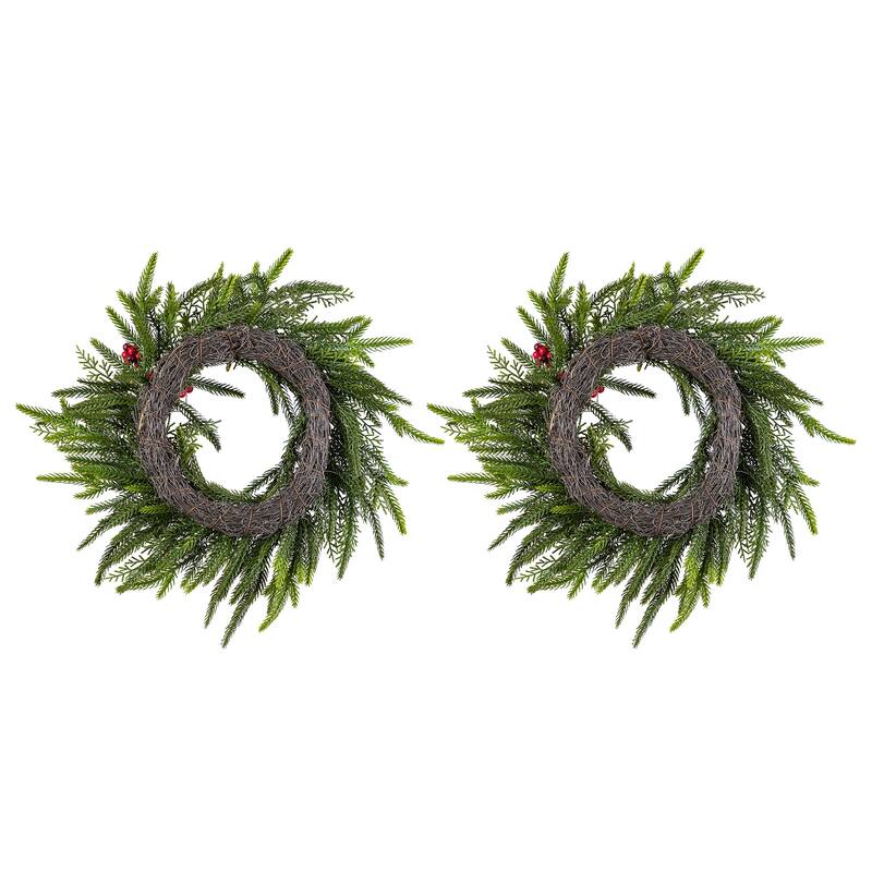 Glitzhome Christmas Greenery PE Dripping Wreath & Teardrop Set