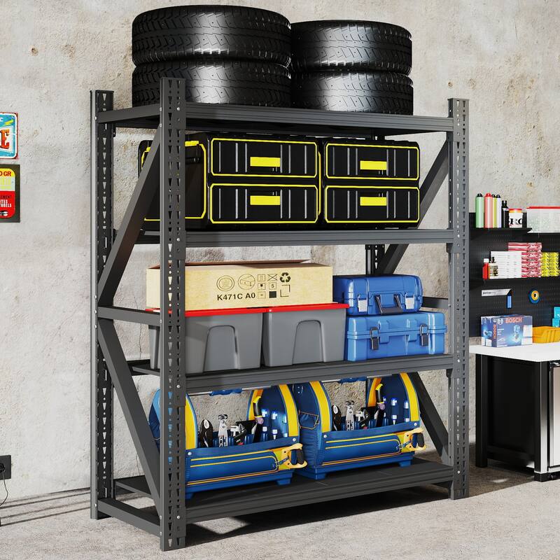 Heavy Duty Metal Adjustable Garage Shelves, 4000LBS Storage Rack Industrial Shelving Unit for Warehouse
