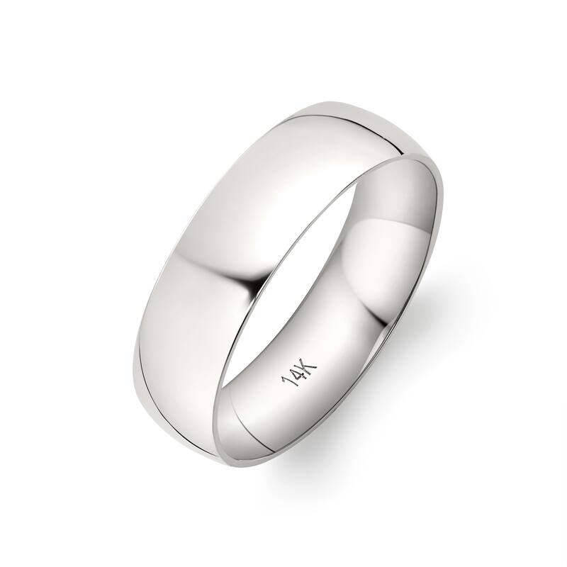 Clover White Gold Comfort Fit Wedding Band - 9.5 (6mm) - 14k