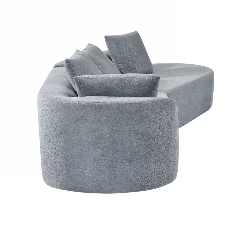 116" Pearl Upholstery Curved Sectional Sofa with Chaise Lounge, High-Density Compressed Sponge Design