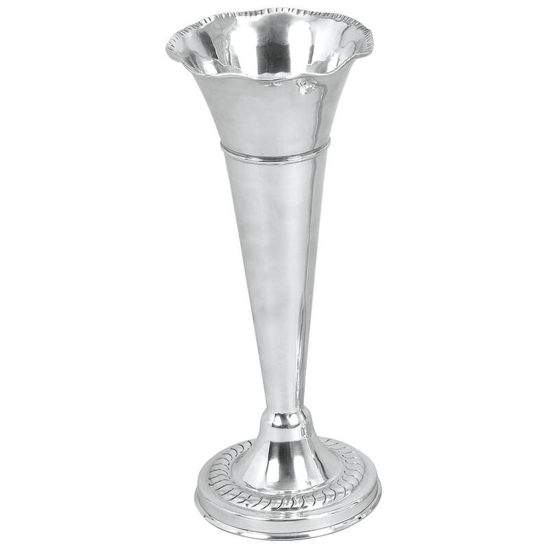 Aluminum Metal Flute Shaped Decorative Vase - Silver - Roche River Decor - Silver