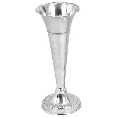 Aluminum Metal Flute Shaped Decorative Vase - Silver - Roche River Decor