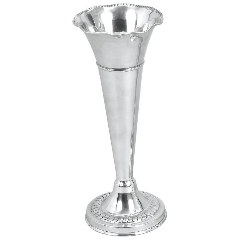 Aluminum Metal Flute Shaped Decorative Vase - Silver - Roche River Decor