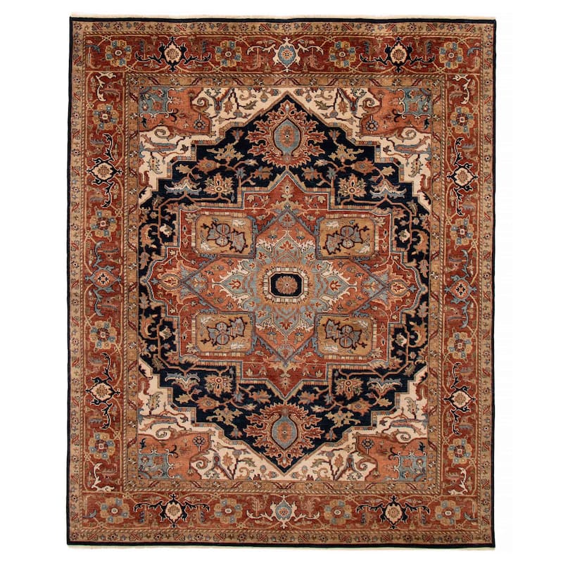 ECARPETGALLERY Hand-knotted Jules Sultane Dark Navy Wool Rug - 7'11 x 9'8 - Dark Navy - 7'11 x 9'8