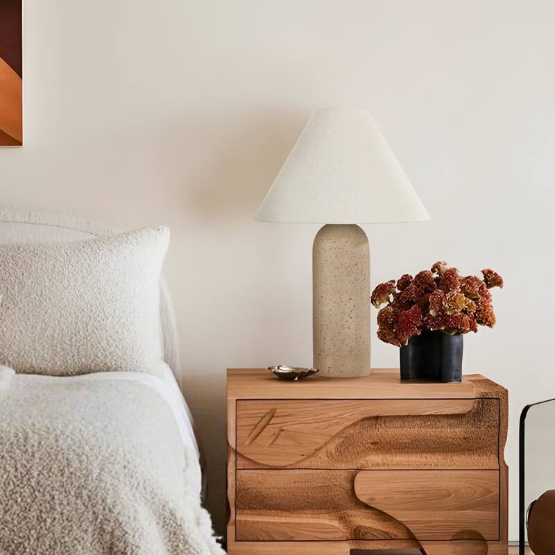 Painted Ceramic Accent Table Lamp with Cone Linen Shade