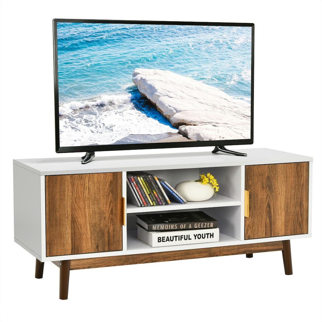 Gymax TV Stand Entertainment Media Console w/2 Storage Cabinets & Open - See Details