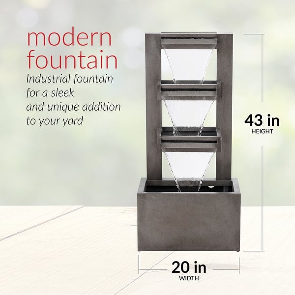 Alpine Corporation 43-inch Multi-tier Industrial Metal Patio Fountain