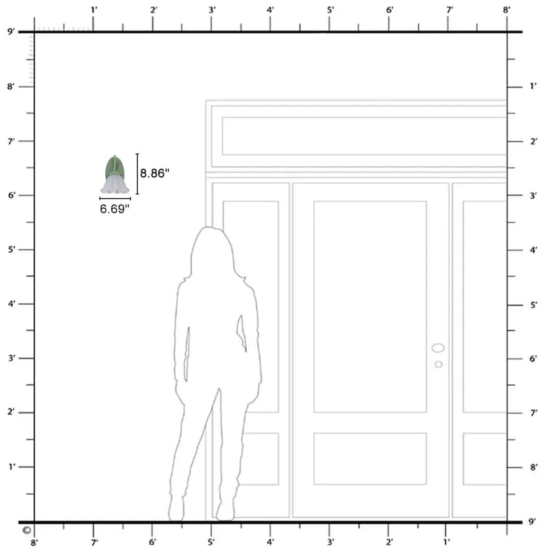 Green Metal Flower Frosted Glass Wall Sconce for Bathroom Vanity