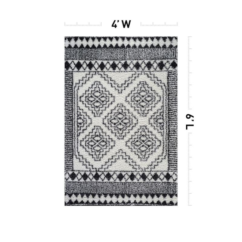 Geometric Shag Rug - Anthracite Dark Gray - Durable Rug for Living Room, Bedroom, or Entryway - Easy to Maintain