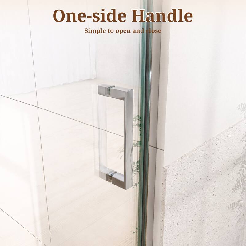 GDFStudio - Modern America Design Semi-Frameless Circular Pivot Shower Door with 1/4" SGCC Tempered Glass & Magnetic Soft-close