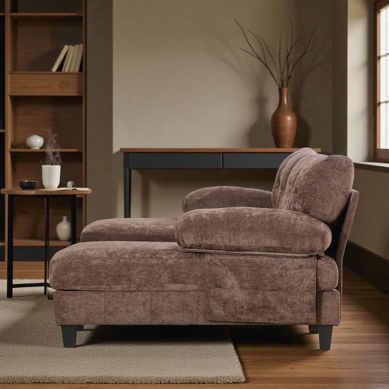 103.5" U-Shaped Sectional Sofa with Dual Chaise Lounges, Chenille Upholstery, Storage Pockets and Armrest Pillows
