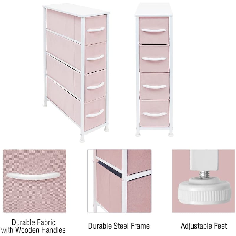 Narrow Dresser Tower with 4 Drawers - Vertical Storage for Bedroom