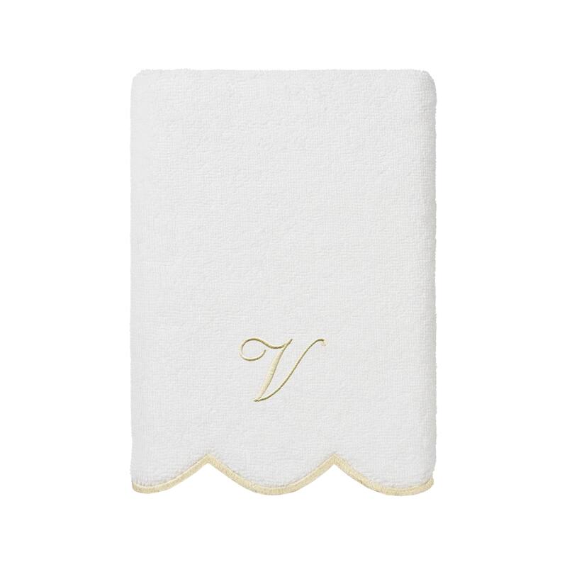 Authentic Hotel and Spa 100% Turkish Cotton Beige ADORNIA Scallop Personalized 3 Piece Towel Set - 3 Piece Set