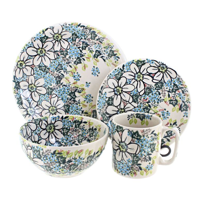 Blue Rose Polish Pottery Vena Dinnerware (4 PC)