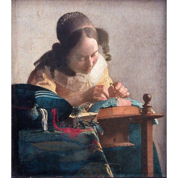Easy Art Prints Johannes Vermeer's 'The Lacemaker' Premium Canvas Art