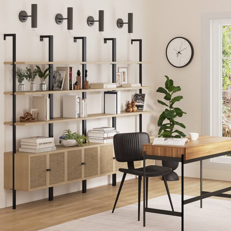 Nathan James Theo Open Shelf Industrial Bookcase with Drawers or Cabinets