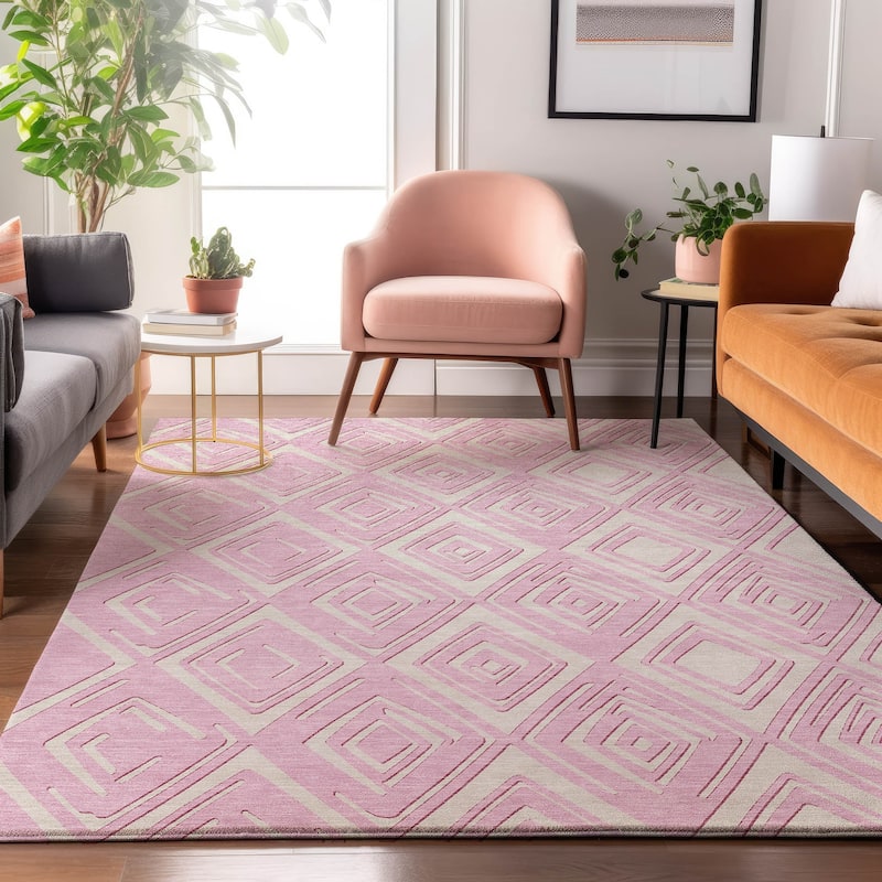 Premium Washable Super Soft Diamond Cascade Mayfield Rug - Pink - 8' x 10'