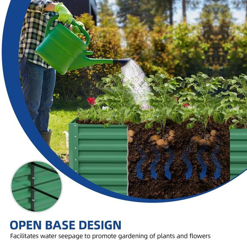 Moasis Outdoor Metal Raised Garden Bed with Gloves
