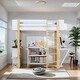 preview thumbnail 1 of 36, Twin Size Wood Loft Bed With Cabinet and Cubes, Foldable desk, White White