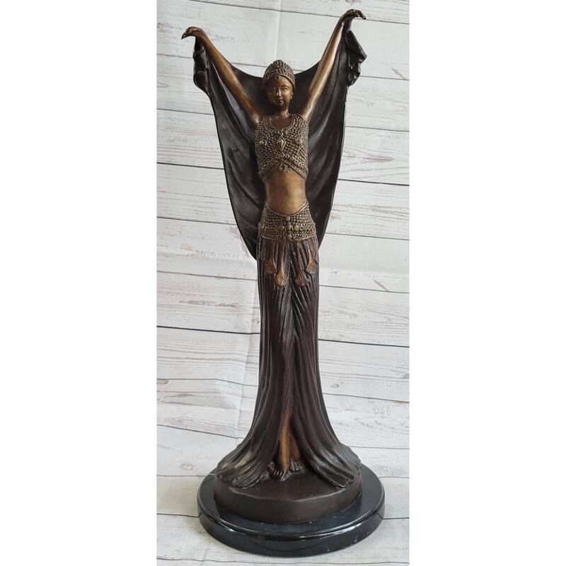 Art Deco Chiparus Russian Dancer Girl With Veil Bronze Statue Sculpture Figure