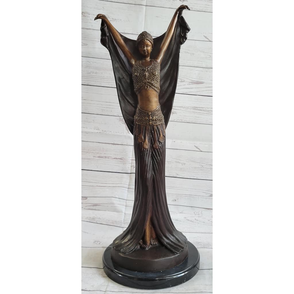 Art Deco Chiparus Russian Dancer Girl With Veil Bronze Statue Sculpture Figure