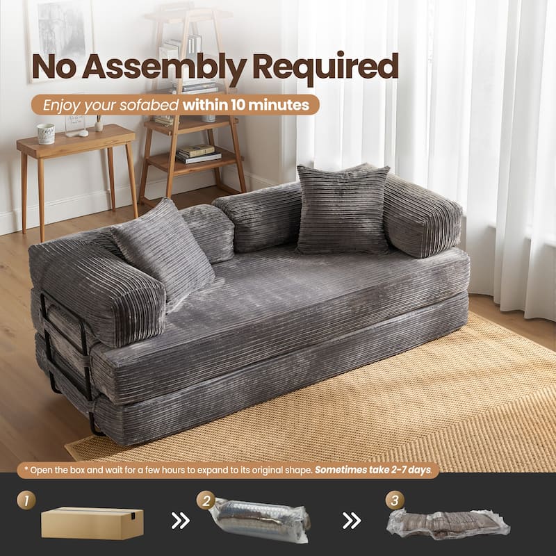 OVIOS Supreme Soft Fluffy Loveseat Sleeper Sofa