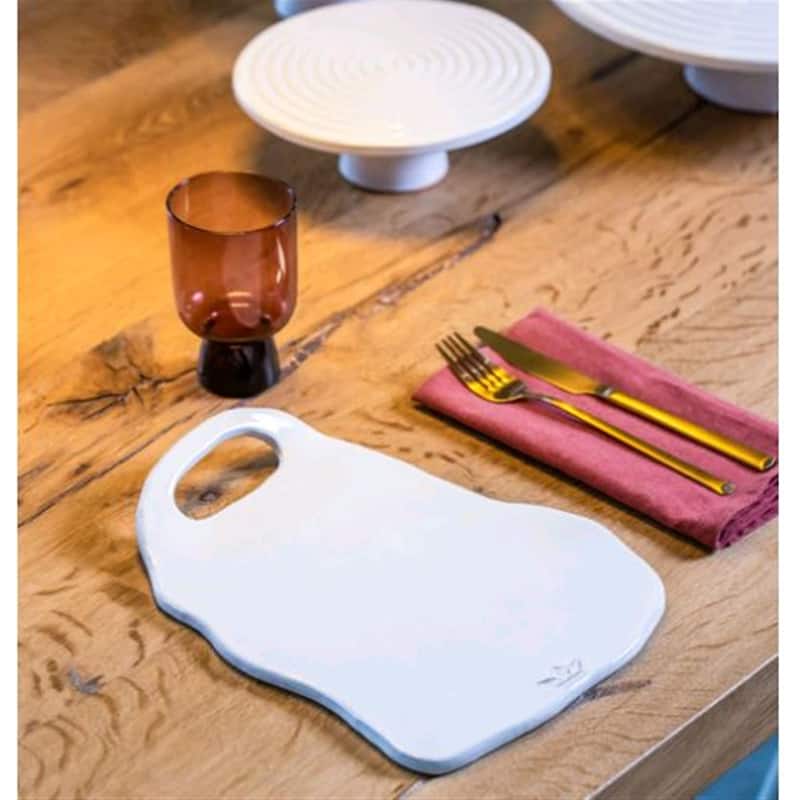 Board Ceramic Dinner Plate Ted - White - White