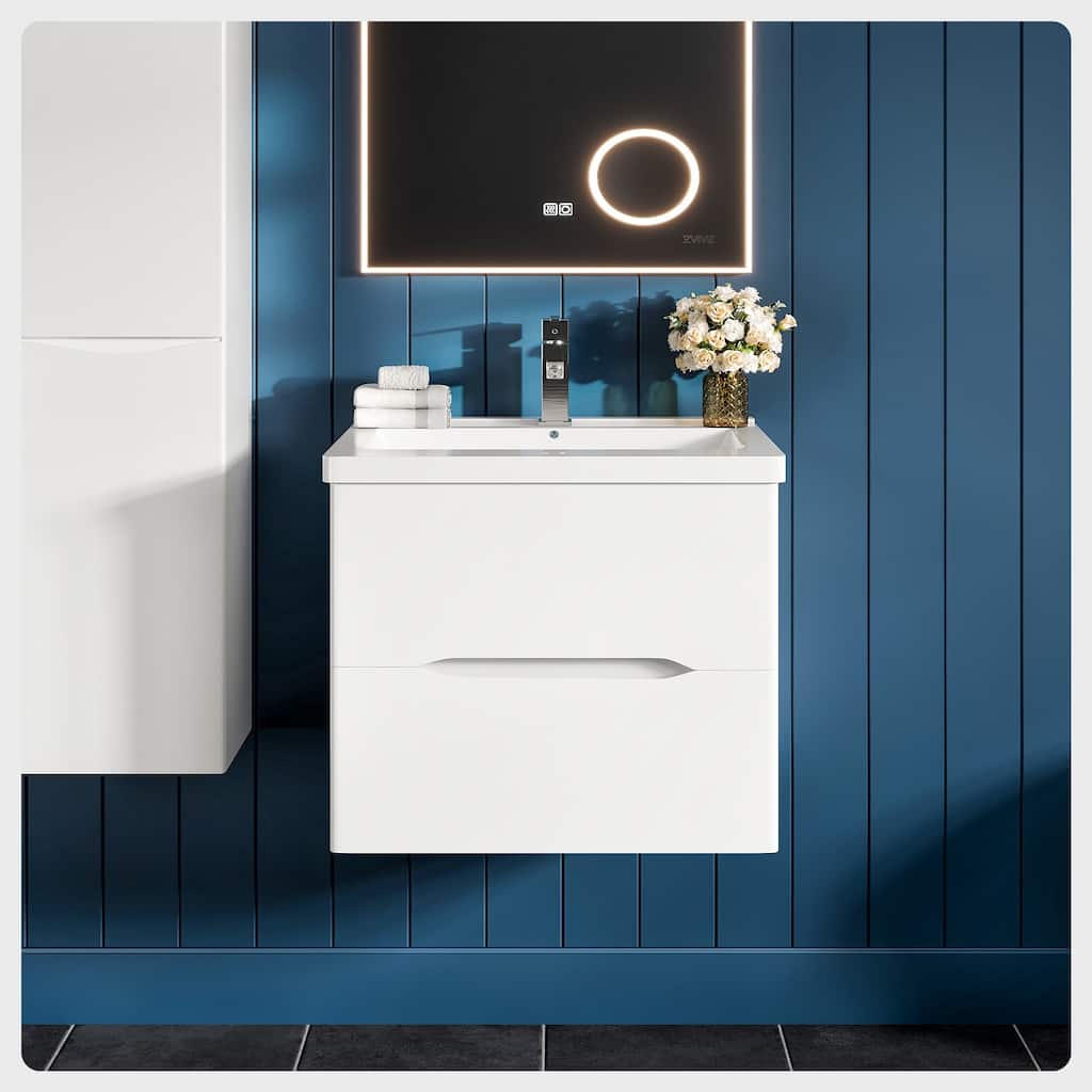 Eviva Maui 24"W White Bath Vanity with Integrated Acrylic Sink