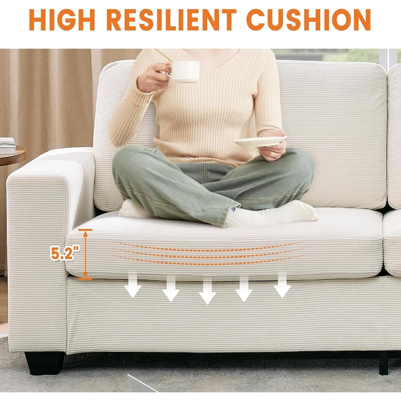 83 Inch Modern 3 Seater Sofa with Deep Seats, Comfortable Cloud Couch for Living Room