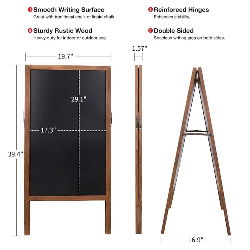 Magnetic A-Frame Chalkboard Message Sign Board Extra Large 39 x20 in Free Standing