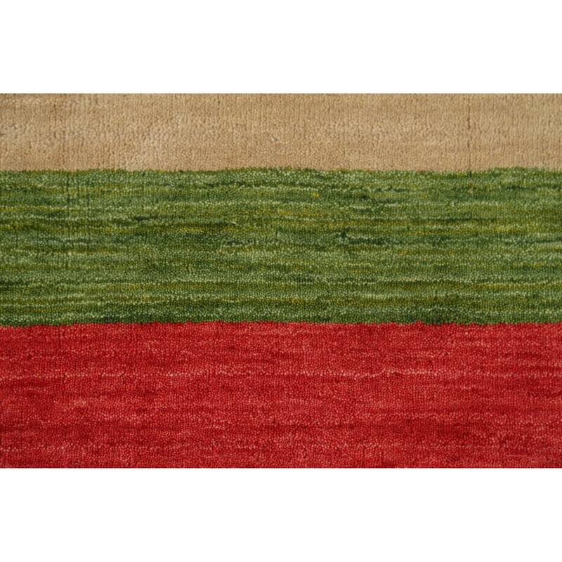 Striped Gabbeh Indian Accent Rug Handmade Wool Carpet - 4'0"x 5'9"