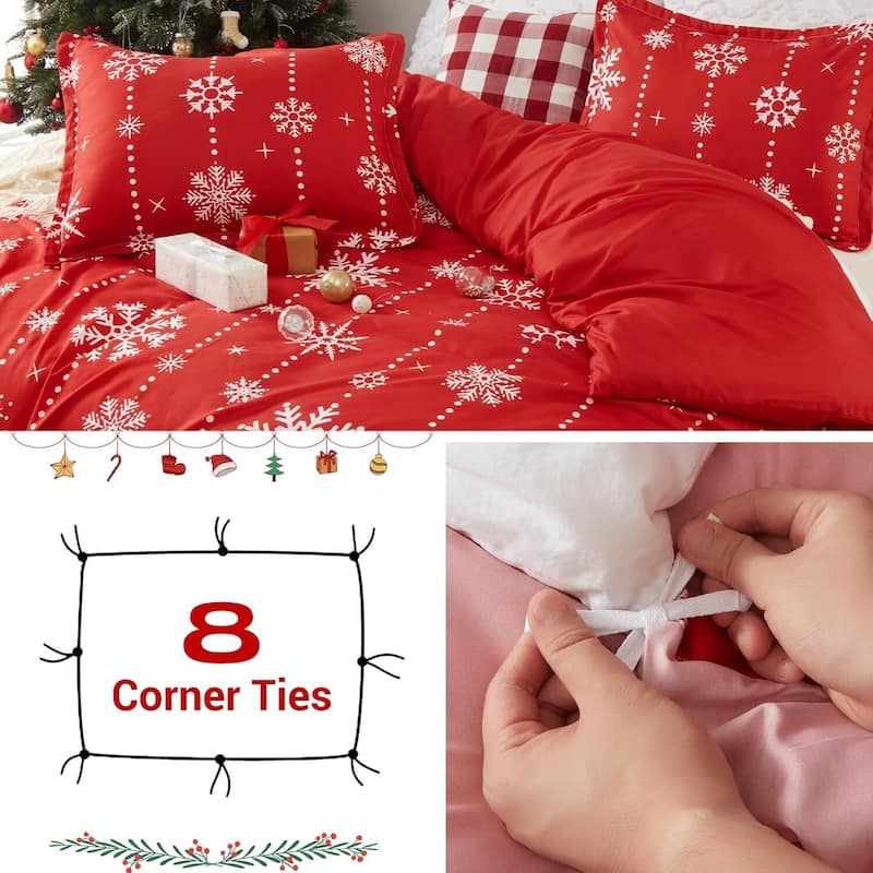 Christmas Snowflake Elegance Duvet Cover and Pillow Shams Set, Bedding Set