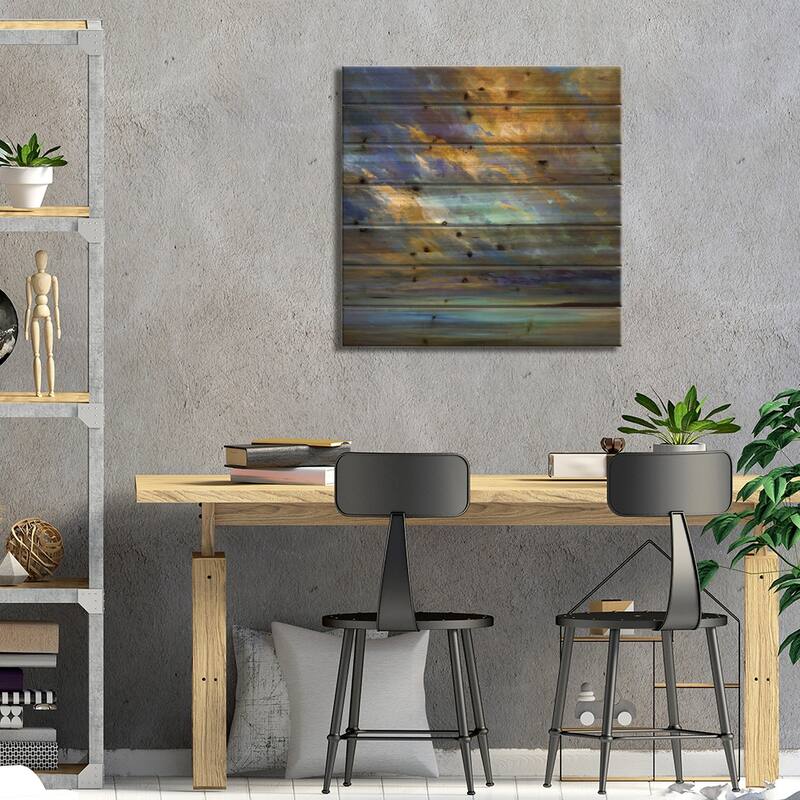 Coastal Clouds Print On Wood by Sheila Finch - Multi-Color