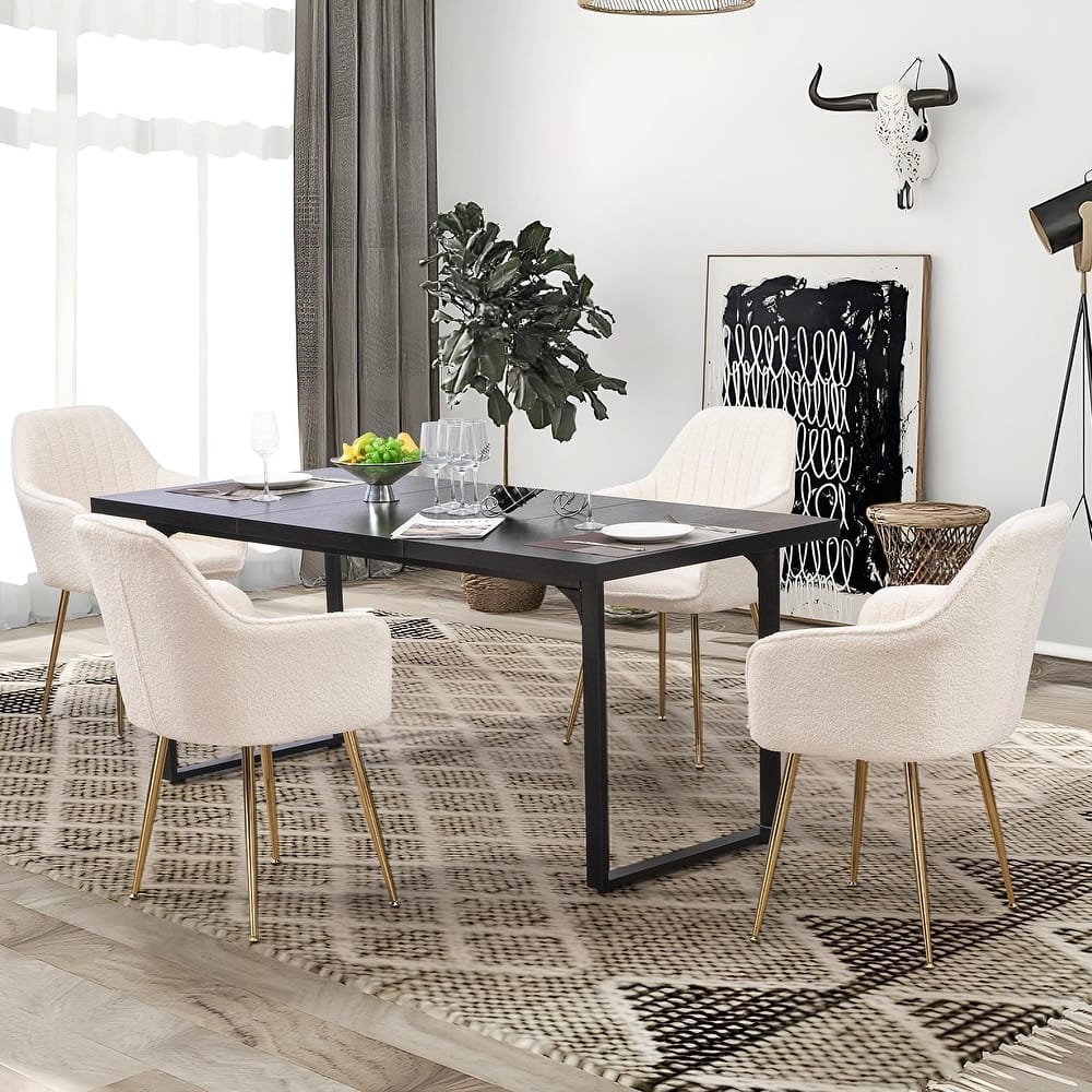 AVAWING Upholstered Velvet Dining Chairs Accent Arm Chairs Set of 4