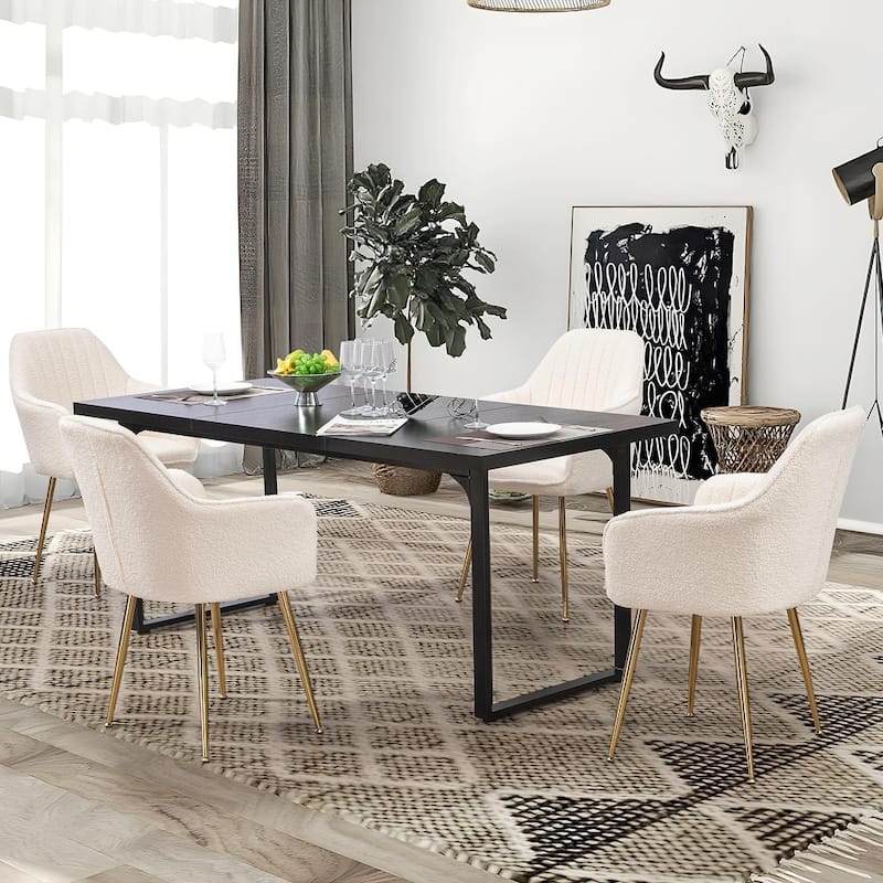 AVAWING Upholstered Velvet Dining Chairs Accent Arm Chairs Set of 4