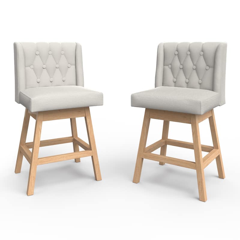 EROMMY Counter & Bar Stools Set of 2, Solid Wood Frame Upholstered Kitchen Stools
