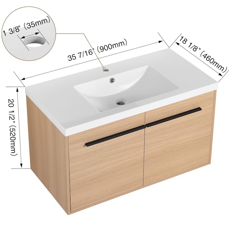 BNK 16"/20"/24"/30"/36" Single Sink Bathroom Vanity with Soft Close Door and Shelf